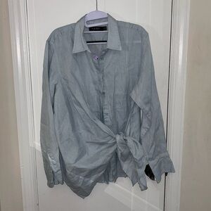 Side tie linen shirt